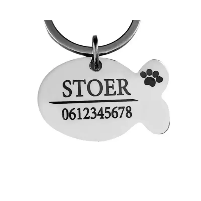 Dieren penning hond of kat graveren met naam Kattenpenning Graveerbaar zilverkleurig