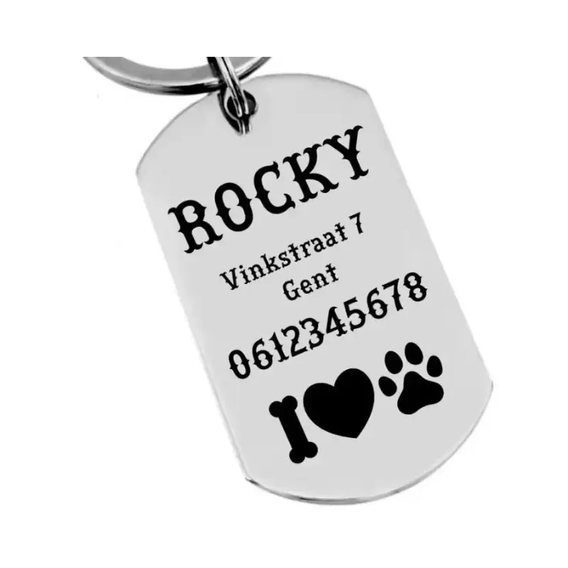 Naampenning hond graveren zillverkleurig