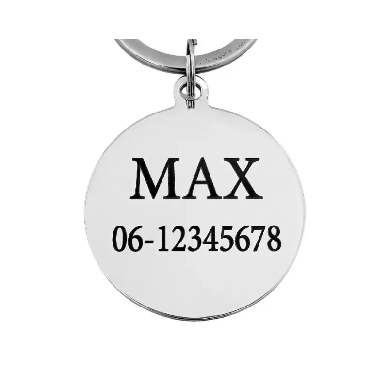 Honden penning graveren Hondenpenning laten graveren adrespenning met naam en telefoonnummer zilver