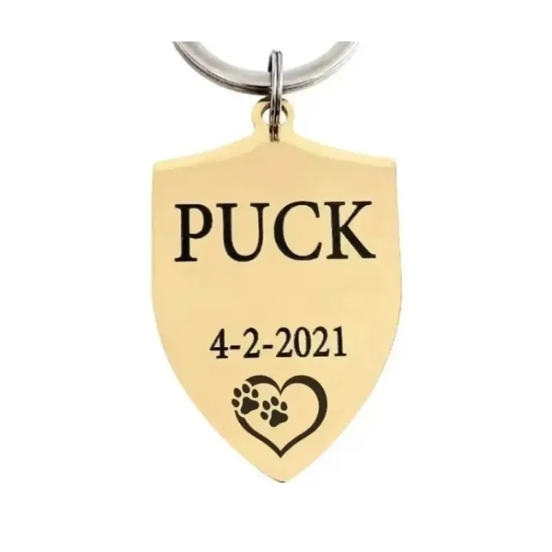 Hondenpenning aan de halsband Hondenpenning groot met naam hond en adres laten graveren Gratis verzonden in NL en BE goud