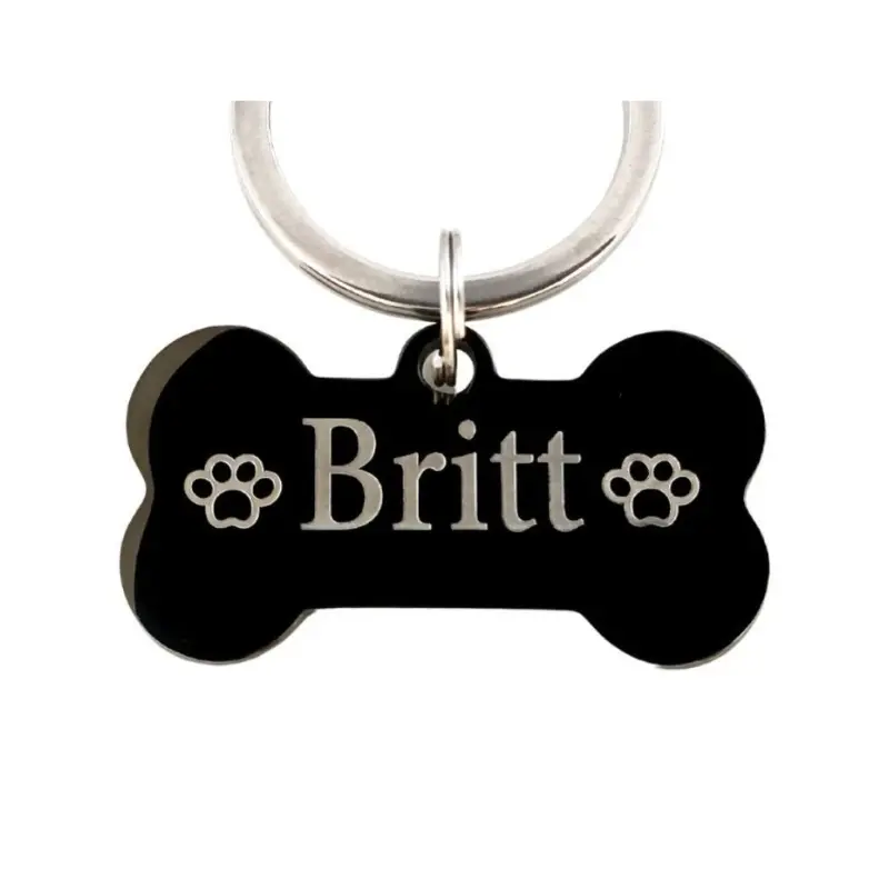 Hondenpenning met naam adres en telefoonnummer leuke hondenpenning Bot laten graveren zwart